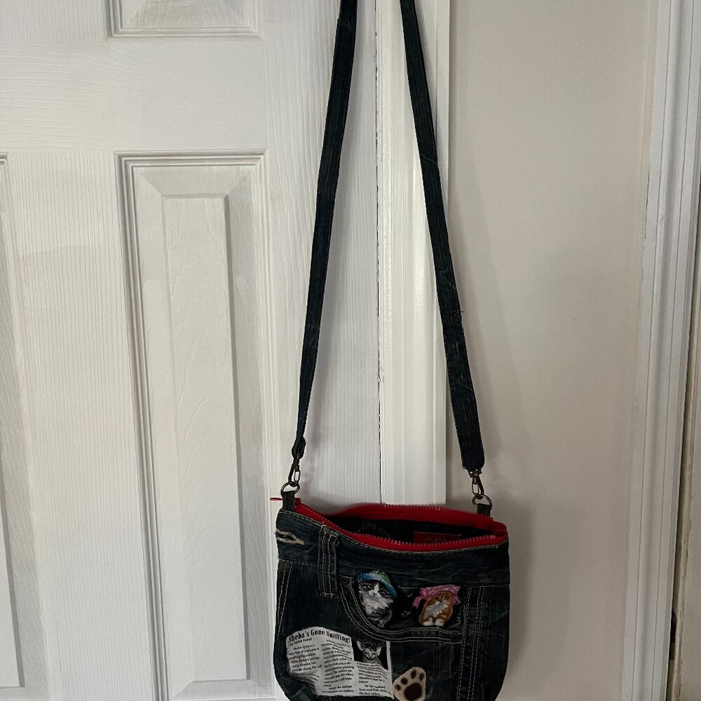 Rare Avail Japanese Denim Cat shoulder bag
